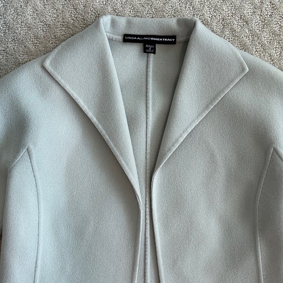 Linda Allard Ellen Tracy 100% Wool Open-Front Jacket Light Gray 4P Cozy Fall - Picture 2 of 10